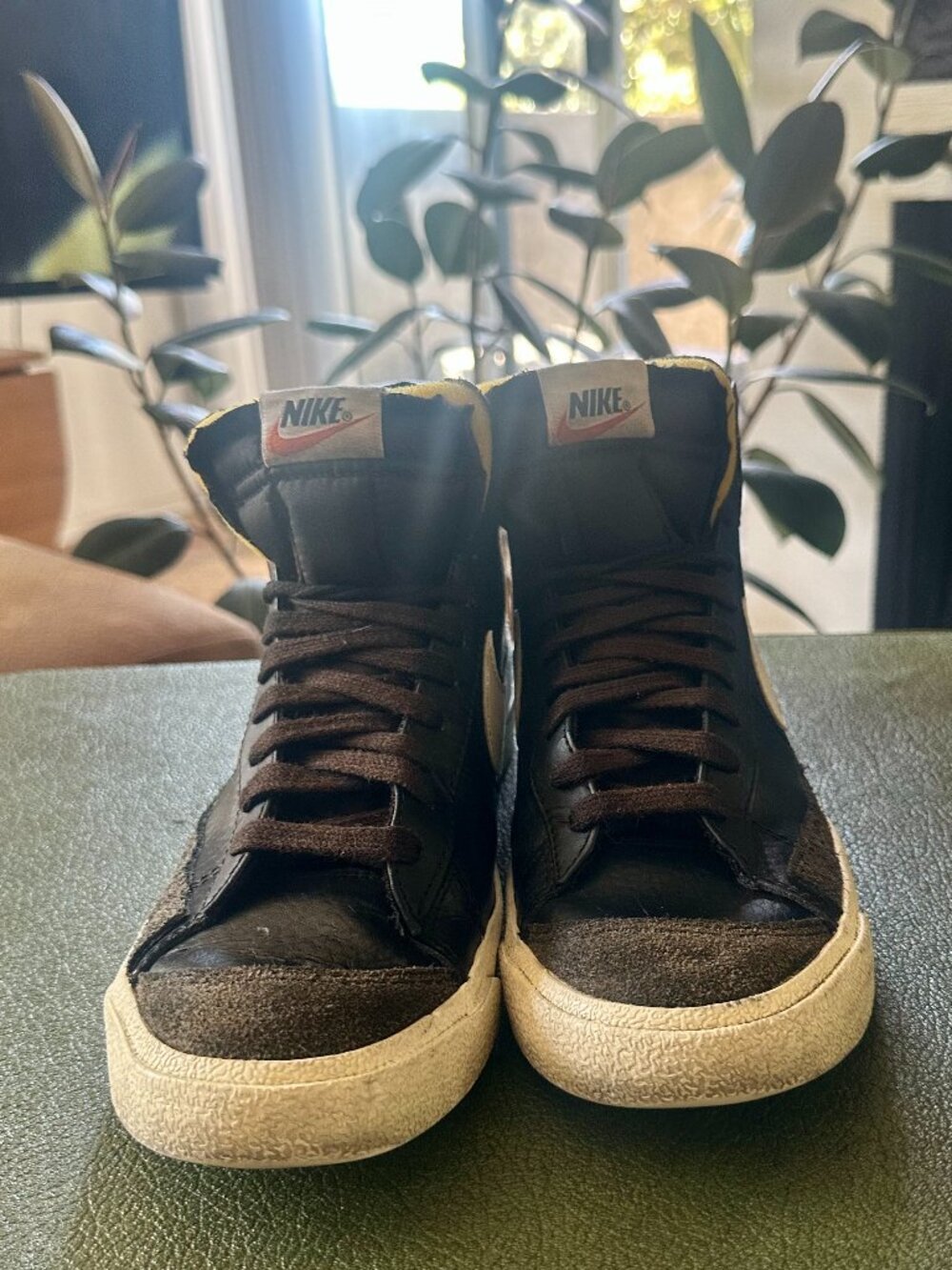 Nike High Top Sneakers Black Leather Men’s Size 8 - Picture 3 of 8